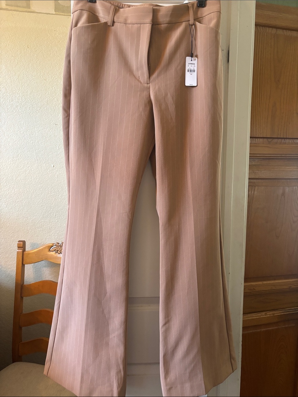 Express Brown Pinstripe Boot Flare Pants